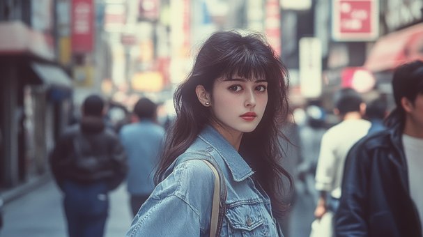 Ai Generado, Mujer, Centro, Tokio, Retro