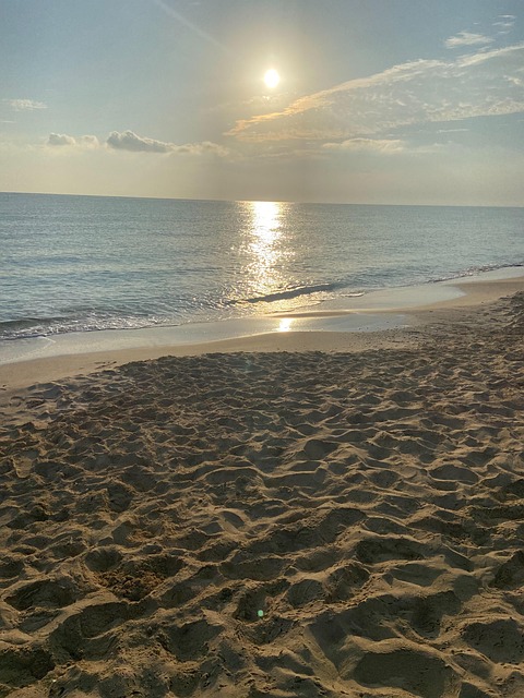 Sonnenaufgang, Strand, Seestück