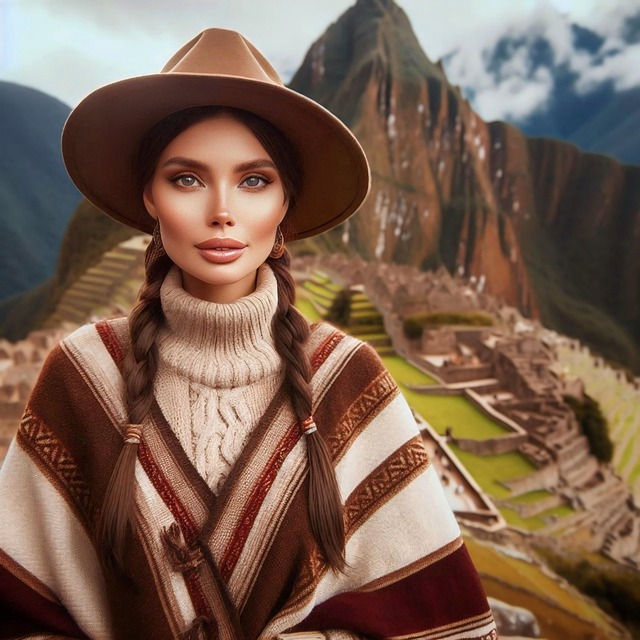 Free ai generated machu picchu woman illustration