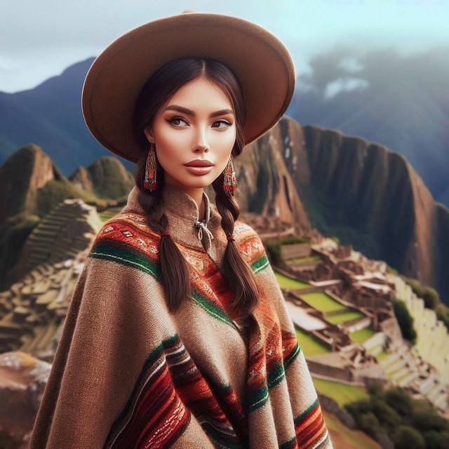 Free ai generated machu picchu woman illustration