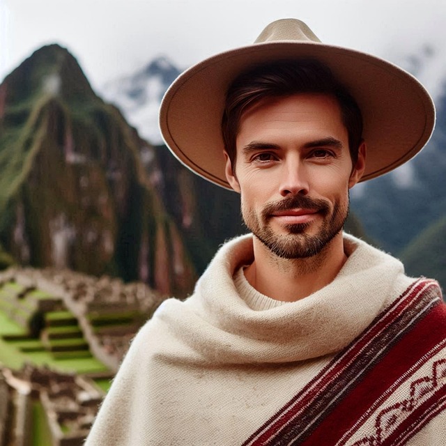 Free ai generated machu picchu man illustration
