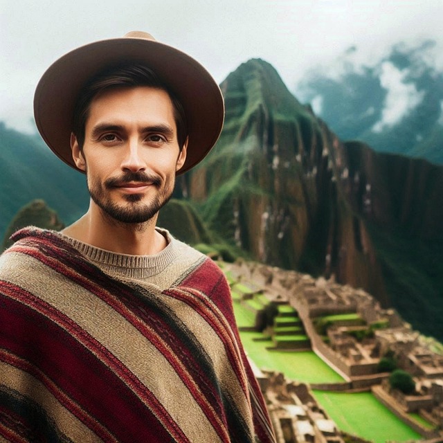 Free ai generated machu picchu man illustration