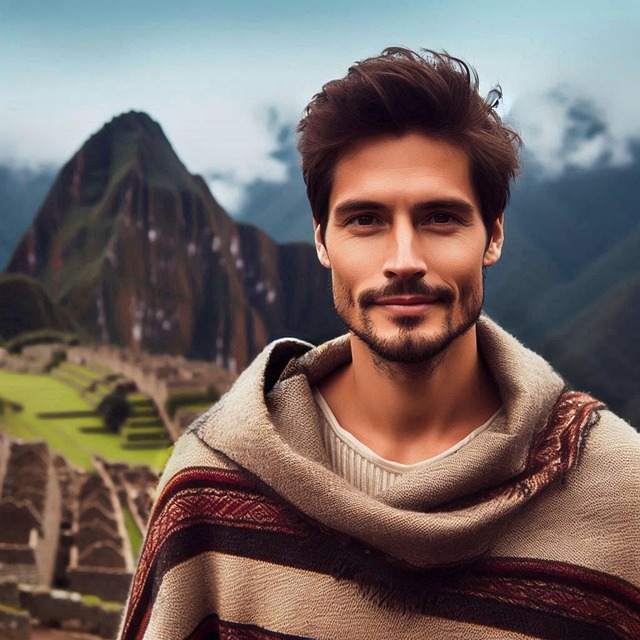 Free ai generated machu picchu man illustration