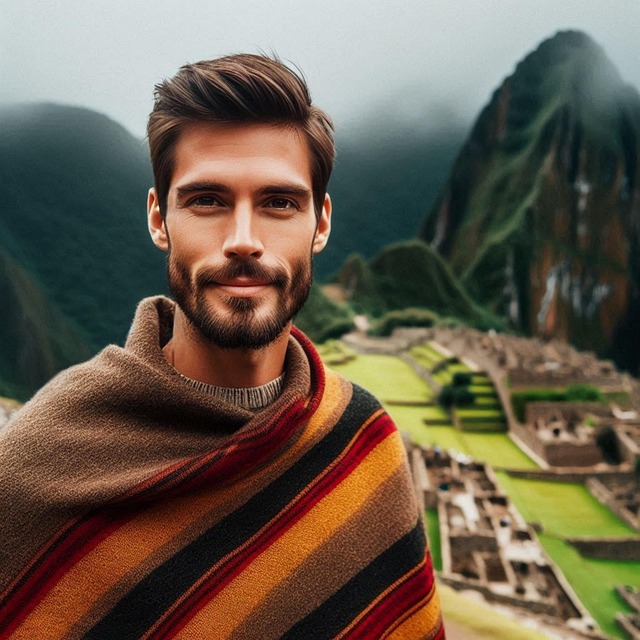 Free ai generated machu picchu man illustration