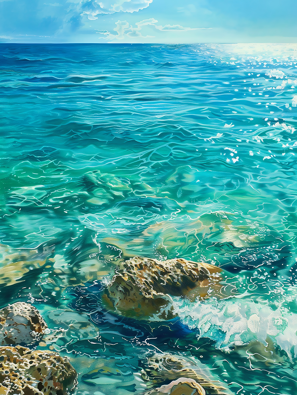 Free ai generated beach ocean illustration