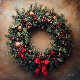 Free Wreath Christmas Decoration illustration and picture