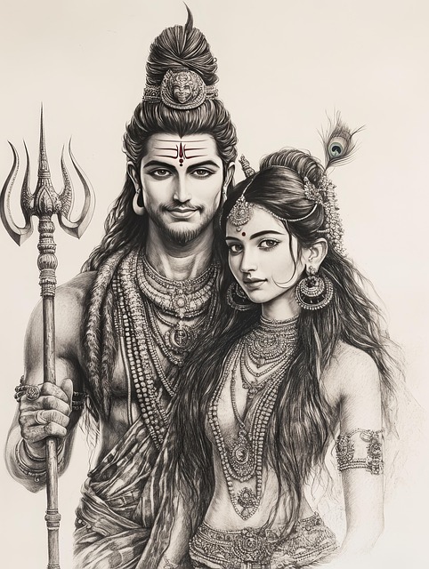 Free ai generated shiva parvati illustration