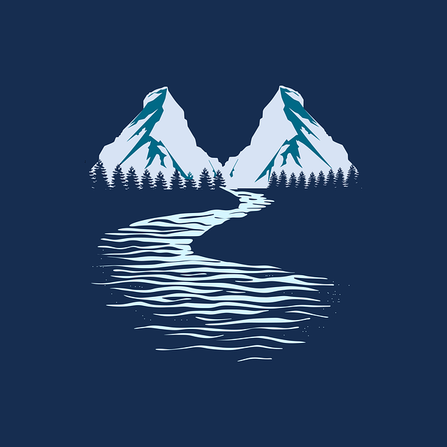 Free mountains river waves vector
