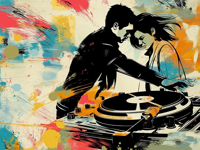 Free ai generated couple dj illustration