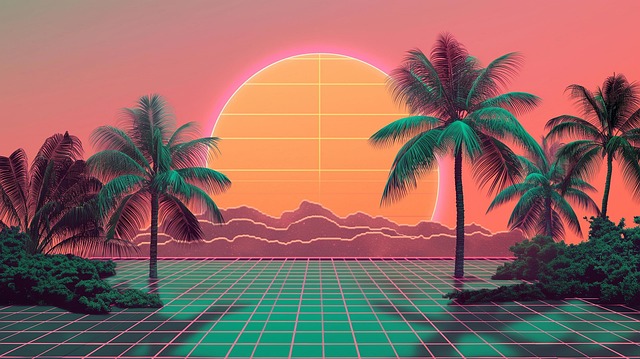 Ai Generiert, Landschaft, Retro, Funk