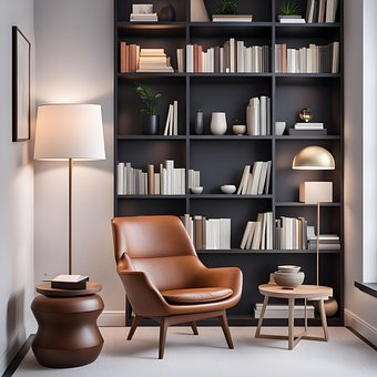 Bibliotek, Ai Generert, Bøker, Lesning