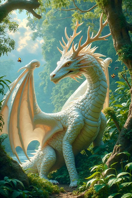 Free ai generated white dragon dragon illustration