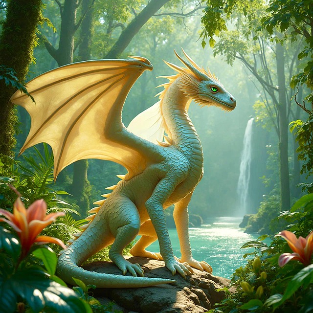 Free ai generated white dragon dragon illustration
