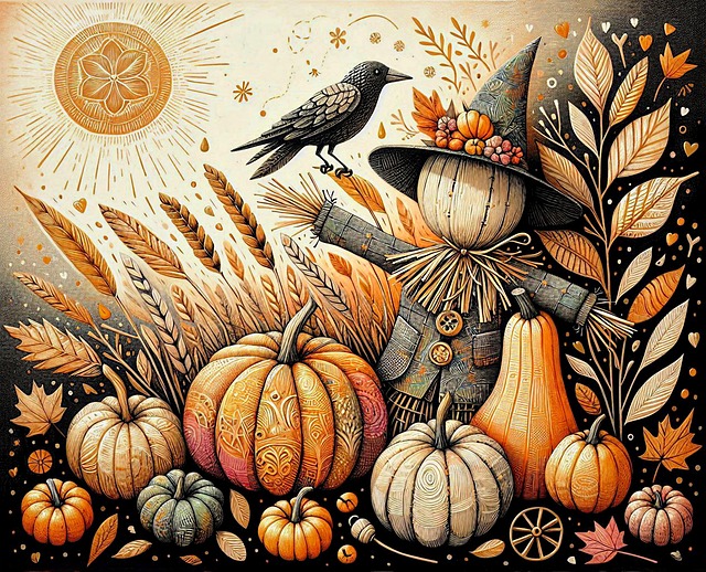 Free ai generated autumn scarecrow illustration