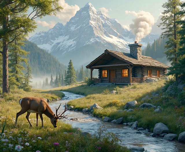 Download free HD stock image of Ai Generated Deer Free ai generated deer mountains illustration
