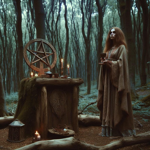 Free ai generated witch pentagram illustration