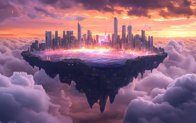 Download free HD stock image of Ai Generated Floating City Free ai generated floating city futuristic illustration