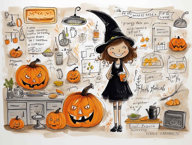 Free ai generated witch pumpkins illustration