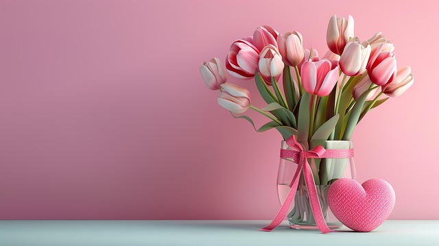 Ai Generiert, Tulpen, Strauß, Rosa, Vase