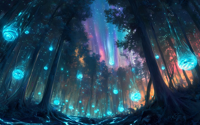 Free ai generated forest glowing illustration