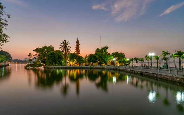 Free temple river water illustration