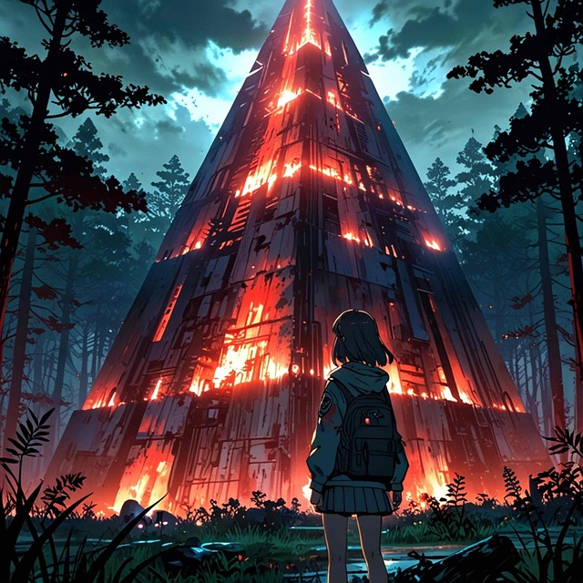 Free ai generated girl pyramid illustration