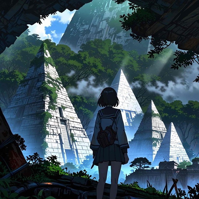 Free ai generated girl pyramids illustration