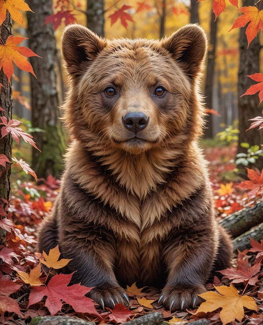 Free ai generated bear autumn illustration