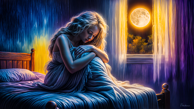 Free ai generated lonely bedroom illustration