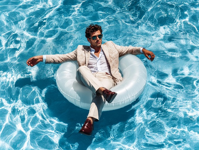 Free ai generated man swimming pool illustration