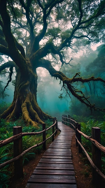 Free ai generated tree path illustration