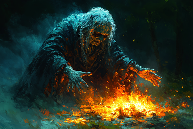 Free witch ghost baba yaga illustration