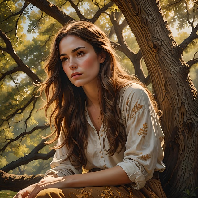 Free ai generated woman tree illustration