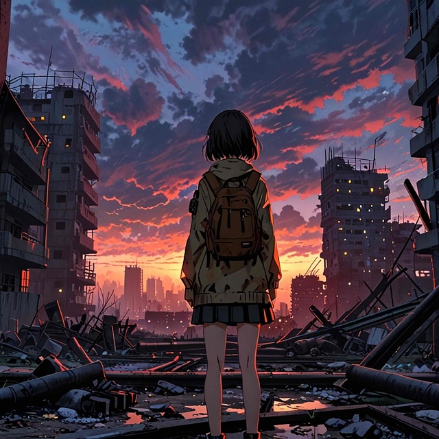 Free explorer cyber punk ruins illustration