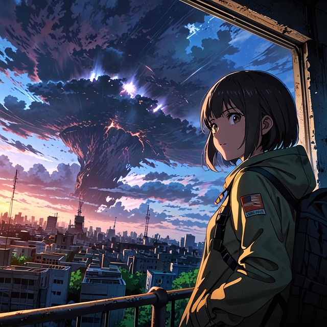 Free explorer cyber punk ruins illustration