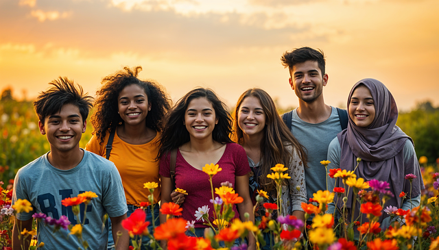 Free ai generated group friendship illustration