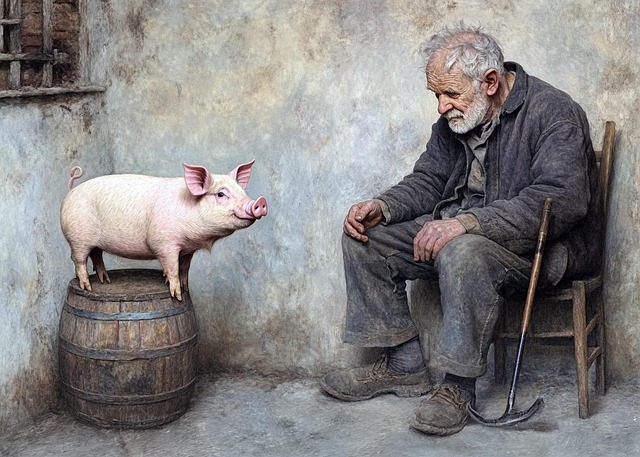 Free ai generated man pig illustration