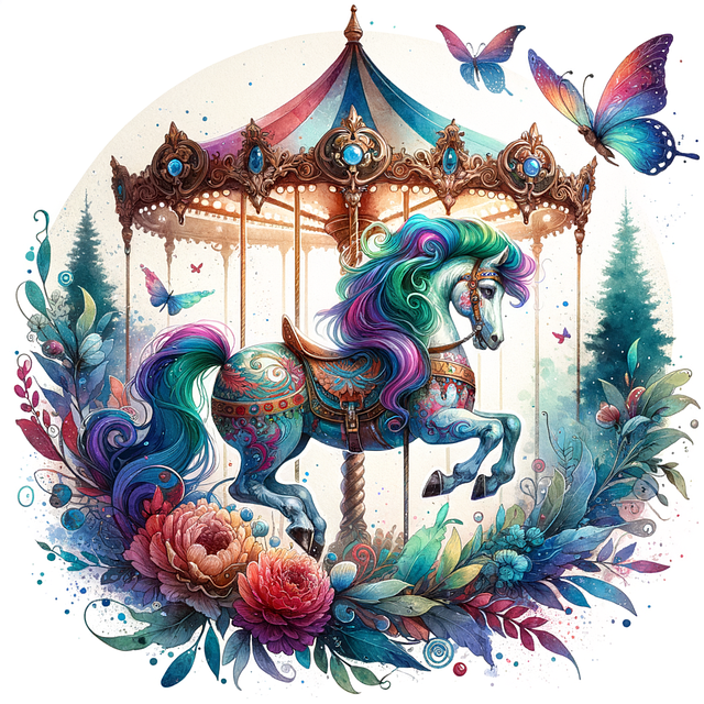 Free ai generated carousel horse illustration