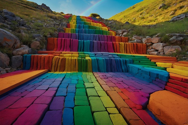 Free ai generated rainbow stairs illustration
