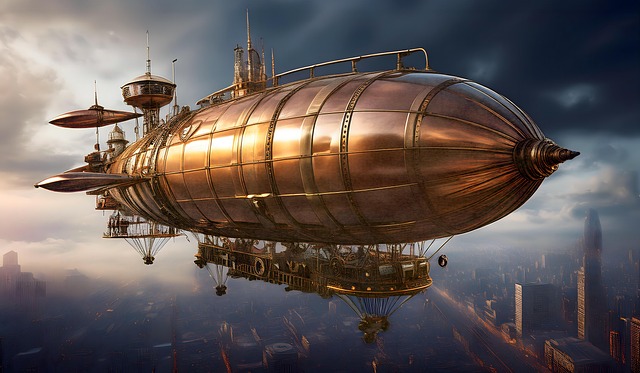 Free ai generated zeppelin steampunk illustration