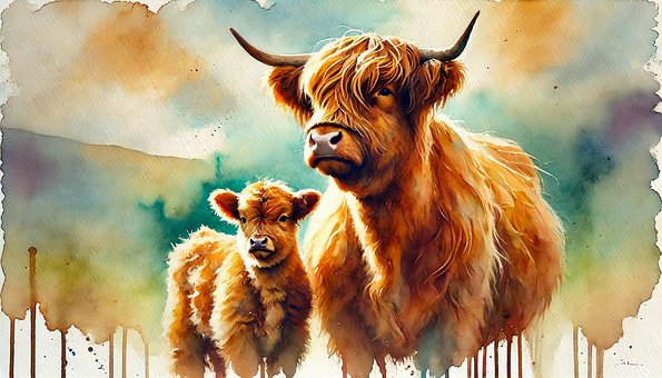 Free Highland Cow Bull illustration and picture