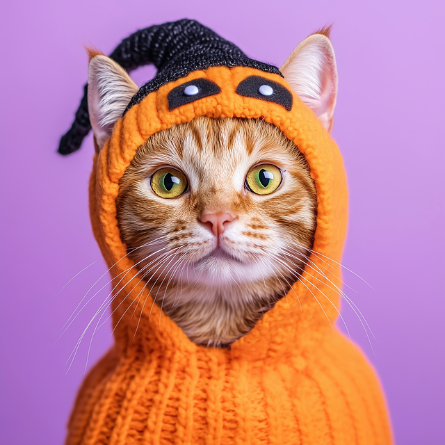 Free ai generated cat pumpkin illustration