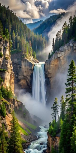 Free ai generated waterfall scenic illustration