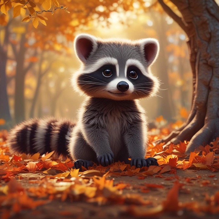 Download Ai Generated, Raccoon, Fall. Royalty-Free Stock Illustration ...