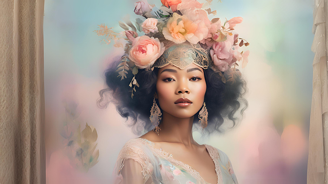 Free ai generated woman floral crown illustration
