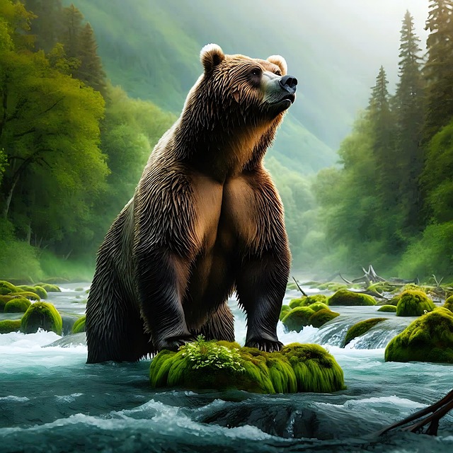 Free ai generated bear river illustration