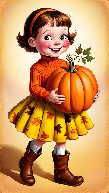 Free ai generated girl pumpkin illustration