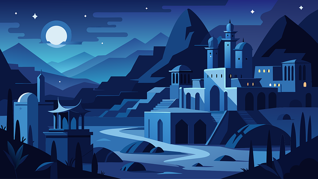 Free ai generated town night vector