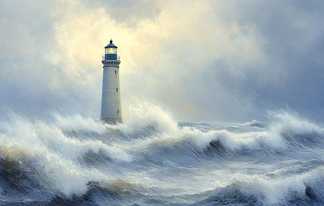 Free ai generated lighthouse storm illustration