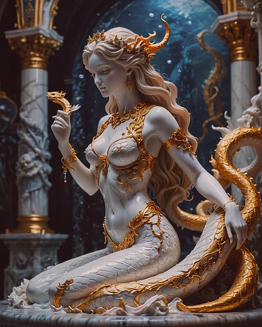 Free ai generated mermaid temple illustration